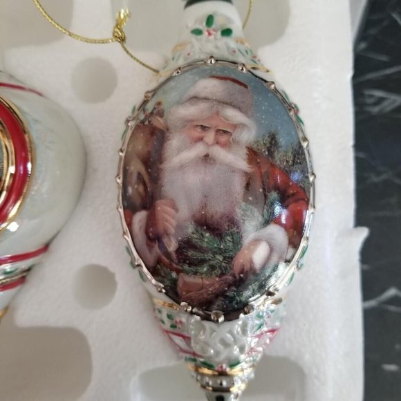 2000 Bradford Exchange Santa Millennial Porcelain Santa Ornament Collection #1 - Picture 5 of 13